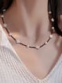 thumb 925 Sterling Silver Imitation Pearl White Clover Minimalist Choker Necklace 0