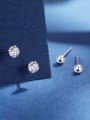 thumb 925 Sterling Silver Cubic Zirconia Silver Round Minimalist Stud Earring 2