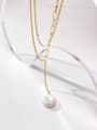 thumb Brass Freshwater Pearl White Irregular Minimalist Tassel Necklace 1