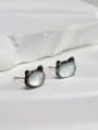 thumb 925 Sterling Silver Shell Black Cat Minimalist Stud Earring 3