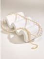 thumb Brass Freshwater Pearl White Minimalist Necklace 2
