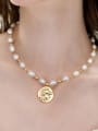 thumb Brass Miyuki Millet Bead White Medallion Minimalist Beaded Necklace 0