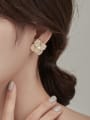 thumb Copper Alloy Imitation Pearl White Enamel Flower Dainty Stud Earring 3