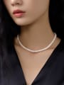 thumb 925 Sterling Silver Freshwater Pearl White Minimalist Beaded Necklace 2