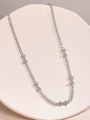 thumb Brass Cubic Zirconia White Bowknot Dainty Link Necklace 0