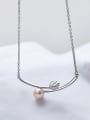 thumb 925 Sterling Silver Freshwater Pearl White Flower Minimalist Link Necklace 0