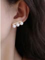 thumb Brass Freshwater Pearl White Rectangle Minimalist Stud Earring 4
