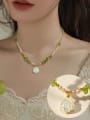 thumb Brass Natural Stone Green Plant Series Dainty Beaded Necklace 3
