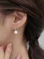 thumb 925 Sterling Silver Freshwater Pearl White Round Minimalist Hook Earring 3