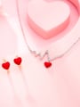 thumb Minimalist Heart 925 Sterling Silver White Stone Earring and Necklace Set 3