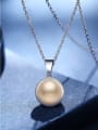 thumb 925 Sterling Silver Freshwater Pearl Orange Round Minimalist Link Necklace 0