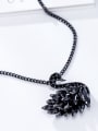 thumb Brass Cubic Zirconia Black Stone Swan Minimalist Cuban Necklace 3