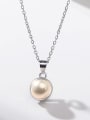 thumb 925 Sterling Silver Freshwater Pearl Orange Round Minimalist Link Necklace 1