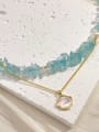thumb Brass Aquamarine Blue Trend Necklace 1