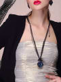 thumb Alloy Rhinestone Black Stone Geometric Statement Cuban Necklace 0