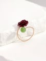 thumb 925 Sterling Silver Stone Natural Stone Green Flower Minimalist Band Ring 3