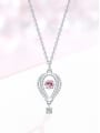 thumb 925 Sterling Silver Cubic Zirconia Pink Minimalist Link Necklace 0