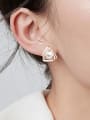 thumb Zinc Alloy Imitation Pearl White Enamel Minimalist Stud Earring 4