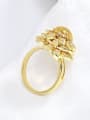 thumb Brass Stone Cubic Zirconia Yellow Flower Minimalist Band Ring 2