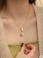 thumb Brass Jade Green Stone Butterfly Minimalist Locket Necklace 1