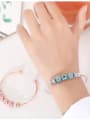 thumb Brass Rhinestone Blue Stone Girl Minimalist Cuff Bangle 1