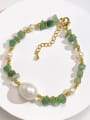 thumb Brass Freshwater Pearl Green Water Drop Artisan Handmade Beaded Bracelet 1