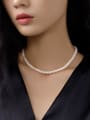 thumb 925 Sterling Silver Freshwater Pearl White Minimalist Beaded Necklace 3
