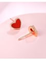thumb 925 Sterling Silver Red Acrylic Heart Minimalist Stud Earring 2