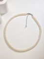 thumb 925 Sterling Silver Freshwater Pearl White Minimalist Beaded Necklace 0