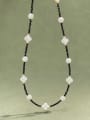 thumb 925 Sterling Silver Imitation Pearl White Clover Minimalist Choker Necklace 1