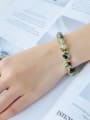 thumb Brass Prehnite Green Stone Geometric Minimalist Handmade Beaded Bracelet 2