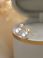 thumb Brass Freshwater Pearl White Round Minimalist Stud Earring 1