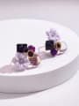thumb Alloy Synthetic Crystal Purple Acrylic Flower Dainty Stud Earring 1
