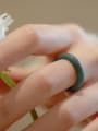 thumb Stone Jade Green Geometric Minimalist Band Ring 1