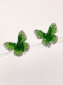 thumb Brass Synthetic Crystal Green Butterfly Dainty Cluster Earring 0