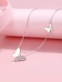 thumb 925 Sterling Silver Cubic Zirconia White Butterfly Minimalist Link Necklace 1