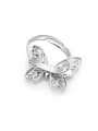 thumb Brass Cubic Zirconia White Butterfly Minimalist Band Ring 2