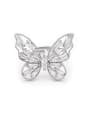 thumb Brass Cubic Zirconia White Butterfly Minimalist Band Ring 0