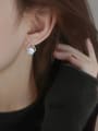 thumb Brass Cubic Zirconia White Oval Minimalist Stud Earring 3