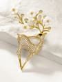 thumb Brass Cubic Zirconia White Deer Dainty Pins & Brooches 1
