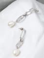 thumb 925 Sterling Silver Freshwater Pearl White Minimalist Drop Earring 1