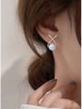 thumb Brass Cubic Zirconia White Oval Minimalist Stud Earring 4