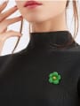 thumb Zinc Alloy Green Enamel Flower Minimalist Pins & Brooches 3