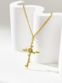 thumb Brass Cubic Zirconia Gold Cross Minimalist Regligious Necklace 0
