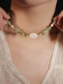 thumb Brass Freshwater Pearl White Artisan Beaded Necklace 3