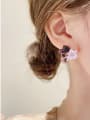 thumb Alloy Synthetic Crystal Purple Acrylic Flower Dainty Stud Earring 3