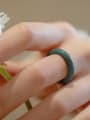 thumb Stone Jade Green Geometric Minimalist Band Ring 2