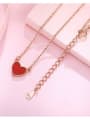 thumb 925 Sterling Silver Red Acrylic Heart Dainty Link Necklace 2
