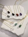 thumb Brass Natural Stone Multi Color Stone Water Drop Minimalist Locket Necklace 0