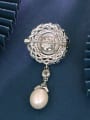 thumb Brass Freshwater Pearl White Round Minimalist Pins & Brooches 2